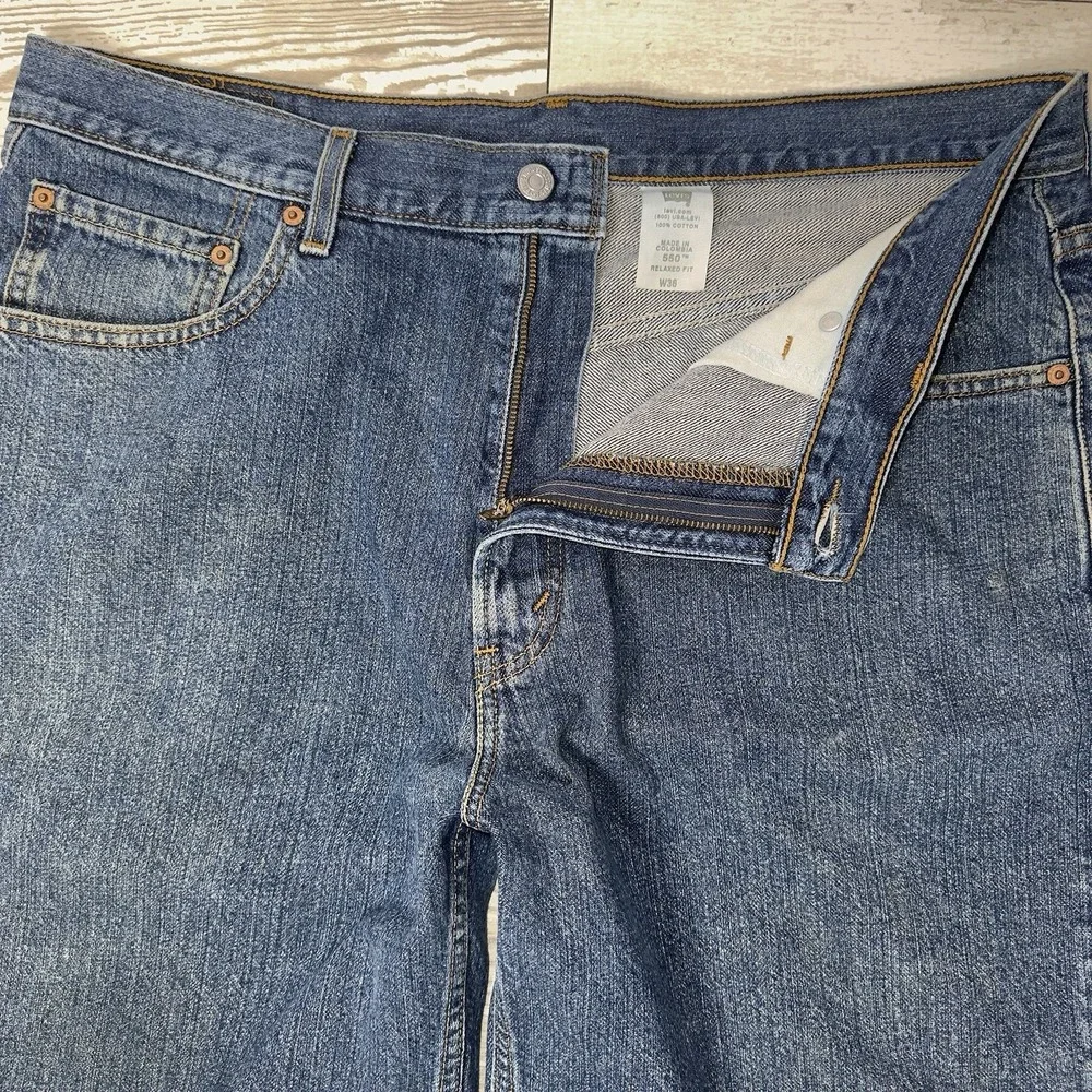 Levi's 550 Relaxed Fit Denim Jean Shorts Men's W36 Blue Medium Wash 100% Cotton